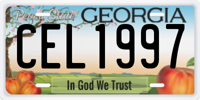 GA license plate CEL1997