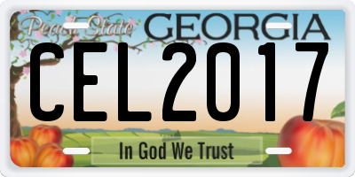 GA license plate CEL2017