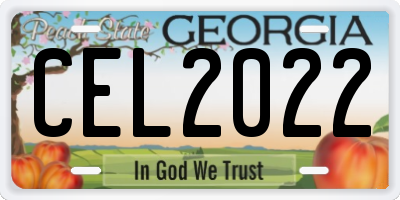GA license plate CEL2022