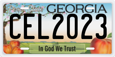 GA license plate CEL2023