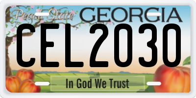 GA license plate CEL2030