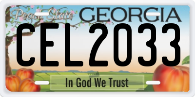 GA license plate CEL2033