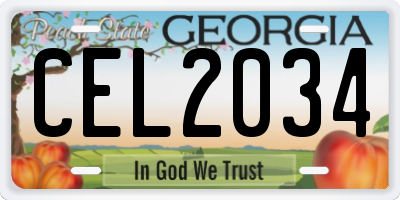 GA license plate CEL2034