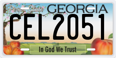 GA license plate CEL2051