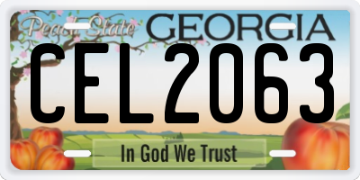 GA license plate CEL2063