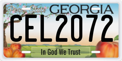 GA license plate CEL2072