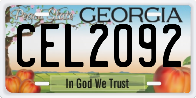 GA license plate CEL2092