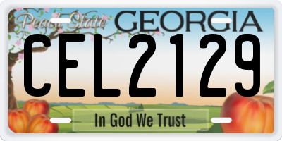 GA license plate CEL2129