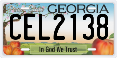 GA license plate CEL2138
