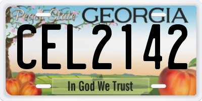 GA license plate CEL2142