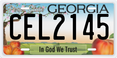 GA license plate CEL2145