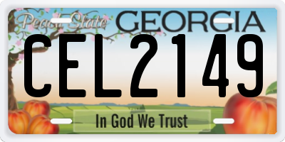 GA license plate CEL2149