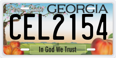 GA license plate CEL2154