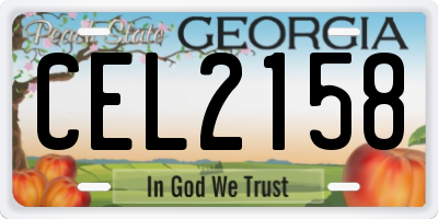 GA license plate CEL2158