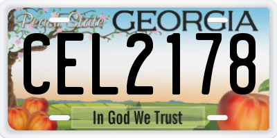 GA license plate CEL2178