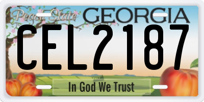 GA license plate CEL2187