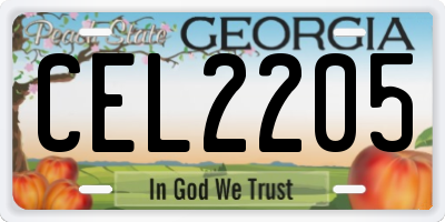 GA license plate CEL2205