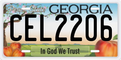 GA license plate CEL2206