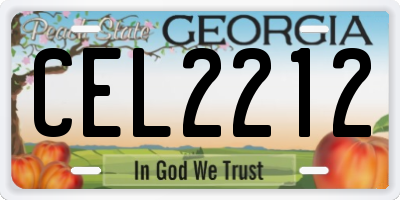 GA license plate CEL2212