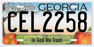 GA license plate CEL2258