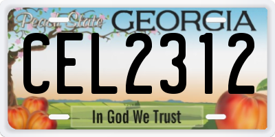 GA license plate CEL2312