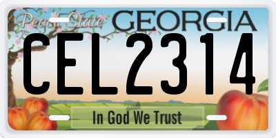 GA license plate CEL2314