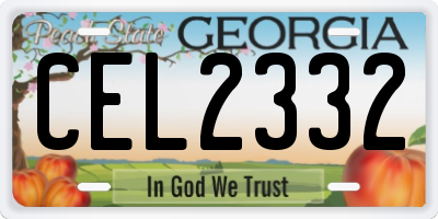 GA license plate CEL2332