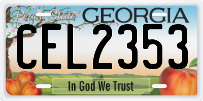 GA license plate CEL2353