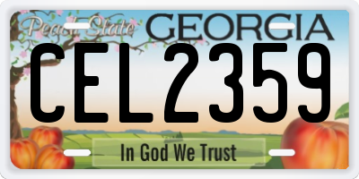 GA license plate CEL2359