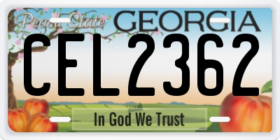 GA license plate CEL2362
