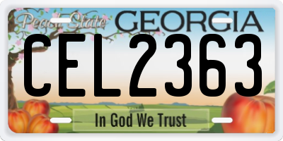 GA license plate CEL2363