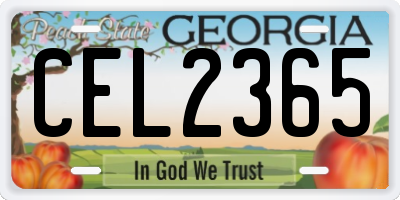 GA license plate CEL2365