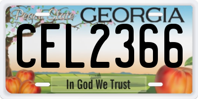 GA license plate CEL2366