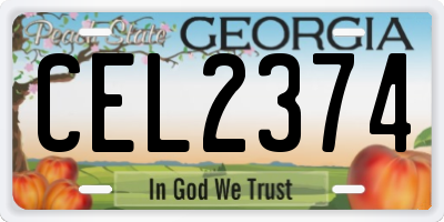GA license plate CEL2374
