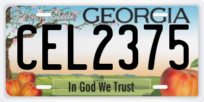 GA license plate CEL2375