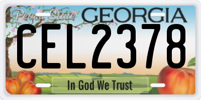 GA license plate CEL2378
