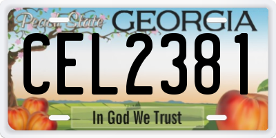 GA license plate CEL2381