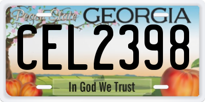 GA license plate CEL2398