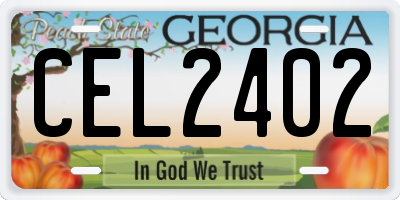 GA license plate CEL2402