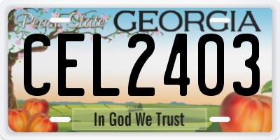 GA license plate CEL2403