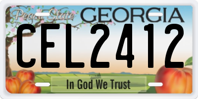 GA license plate CEL2412