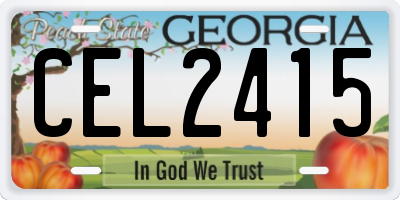 GA license plate CEL2415