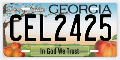 GA license plate CEL2425