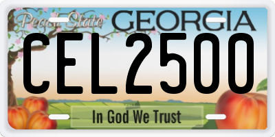 GA license plate CEL2500