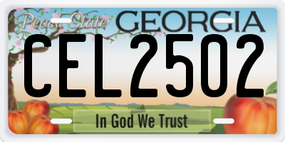GA license plate CEL2502
