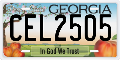 GA license plate CEL2505