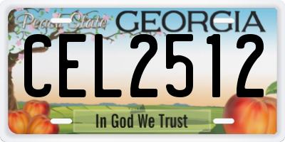 GA license plate CEL2512
