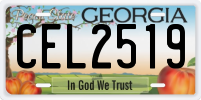 GA license plate CEL2519