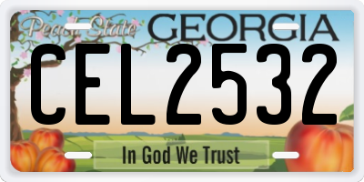 GA license plate CEL2532