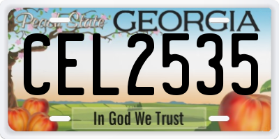 GA license plate CEL2535